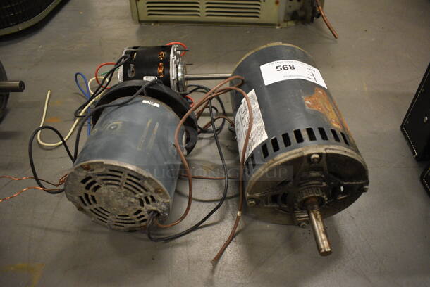 3 Various Motors. Includes 13x6.5x6.5. 3 Times Your Bid! (north basement 004)