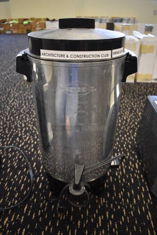 West Bend Metal Percolating Urn. 9.5x9.5x18. (room 204)