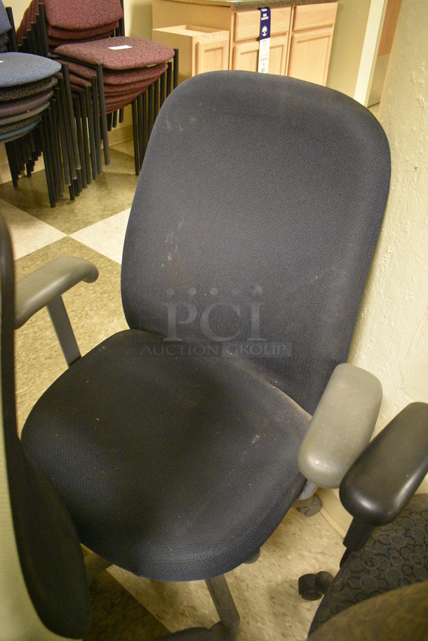 4 Various Office Chairs; Green, Purple, Gray and Blue on Casters. Includes 27x23x41. 4 Times Your Bid! (room 103) - Image 5 of 6