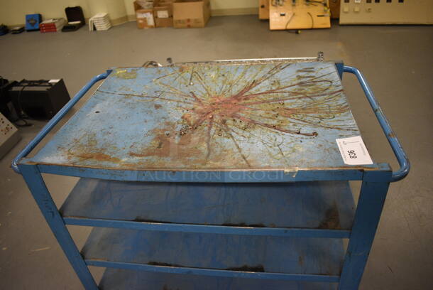 Blue Metal Cart w/ Push Handle on Commercial Casters. 21x34x39.5. (south basement 019) - Image 4 of 4