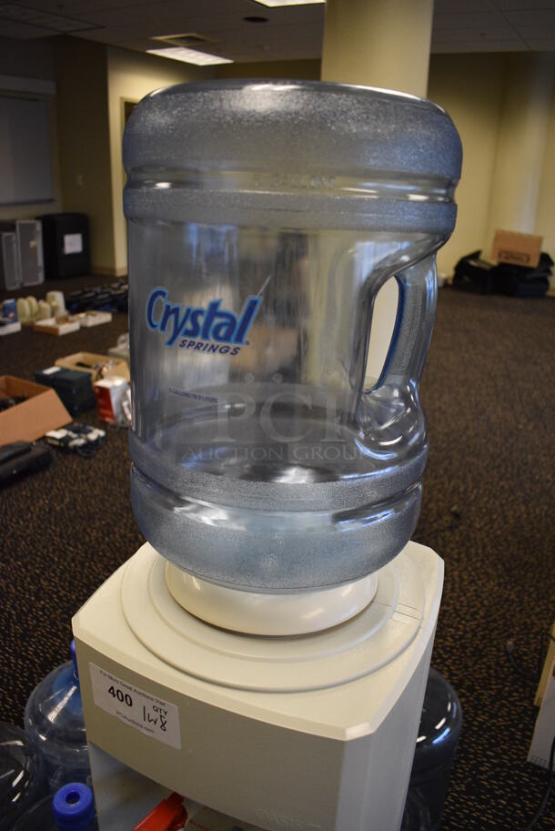 ALL ONE MONEY! Lot of Model B1SRHS-L202 Water Cooler w/ 8 Blue Water Jugs. 12x12x56. (room 204) - Image 5 of 5