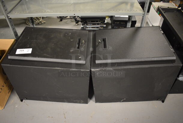 2 Black Metal Boxes. 18x18x22.5. 2 Times Your Bid! (south basement 012)