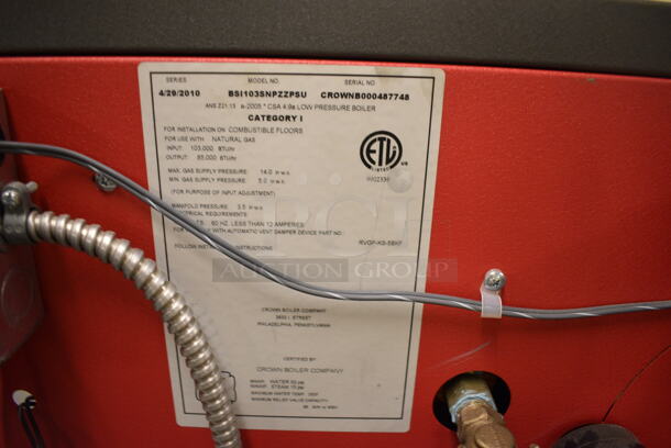 Crown Model BSI103SNPZZPSU Metal Steam Boiler. 85,000 BTU. 21x28x48. (north basement 004) - Image 2 of 10