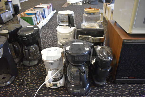 5 Various Coffee Machines w/ 4 Coffee Pots. Includes 9x10x12. 5 Times Your Bid! (room 204) 