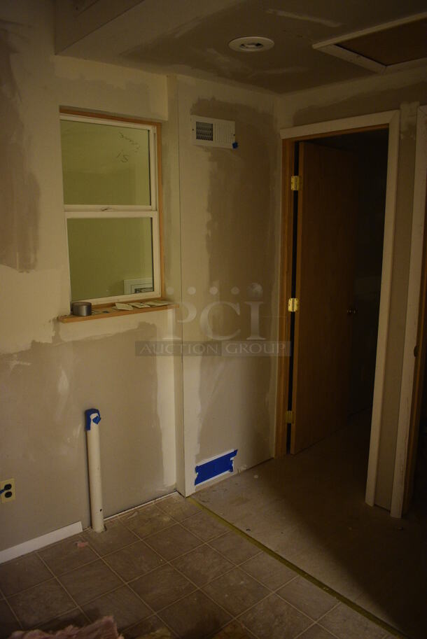 Wooden Small Demo House Frame w/ Insulation, Windows, Ruud Unit, Square D Switch. BUYER MUST REMOVE: Winning Bidder Will Have To Contact HACC To Make an Appointment To Remove This Item Between May 6th and May 13th. 24'X12'X12.5'. (room 103) - Image 5 of 12