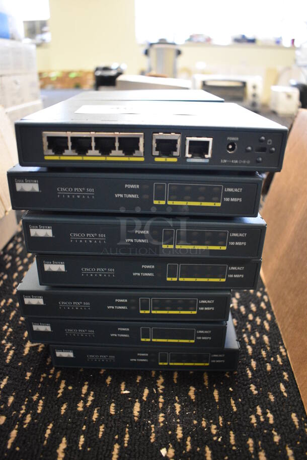 14 Cisco Systems Cisco Pix 501 Firewalls. 6.5x5.5x1. 14 Times Your Bid! (room 204)