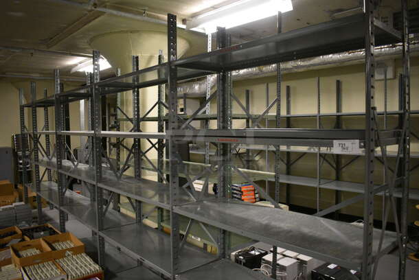Gray Metal Shelving Unit. BUYER MUST REMOVE: Give Yourself Ample Time To Remove This Item on Pick Up Day. 180x18x87. (south basement 012) - Image 2 of 4