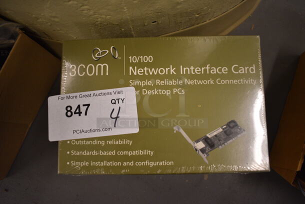 4 BRAND NEW IN BOX! 3COM 10/100 Network Interface Card. 4 Times Your Bid! (south basement 019)