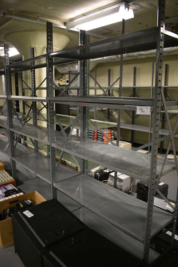 Gray Metal Shelving Unit. BUYER MUST REMOVE: Give Yourself Ample Time To Remove This Item on Pick Up Day. 180x18x87. (south basement 012) - Image 4 of 4