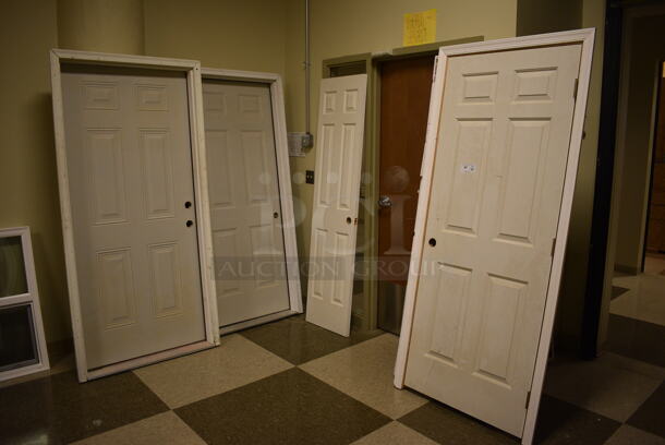 5 Various Doors; 4 In Frame. Includes 40x5.5x83. 5 Times Your Bid! (room 103)