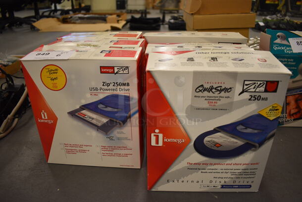 6 BRAND NEW IN BOX! Zip 250 MB External Disk Drive. 6 Times Your Bid! (south basement 019)