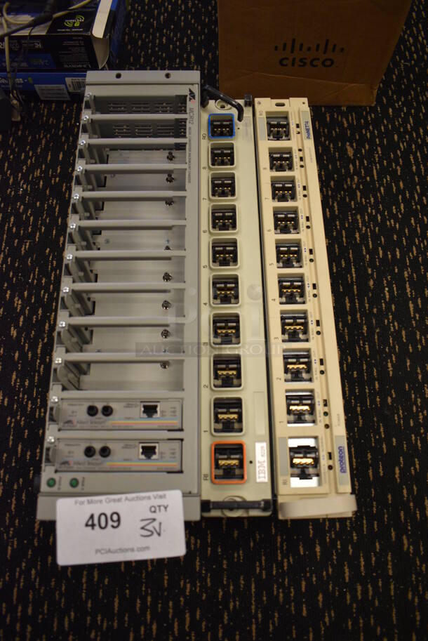 3 Various Units; IBM 8228, Proteon and  Allied Telesyn Ethernet Switches. Includes 19x5x9. 3 Times Your Bid! (room 204)