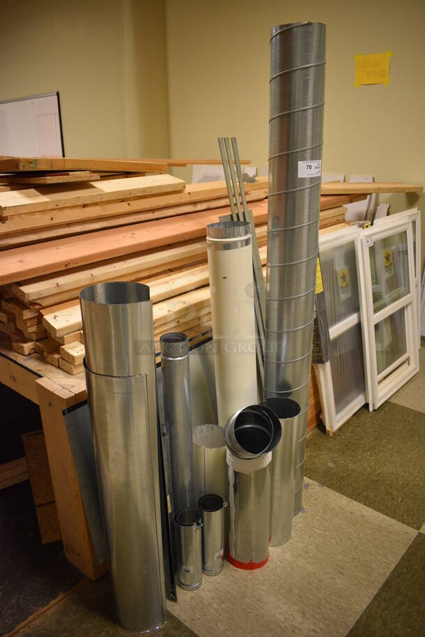 ALL ONE MONEY! Lot of Various Metal Duct Pieces! includes 6x6x48. (room 103) - Image 1 of 5