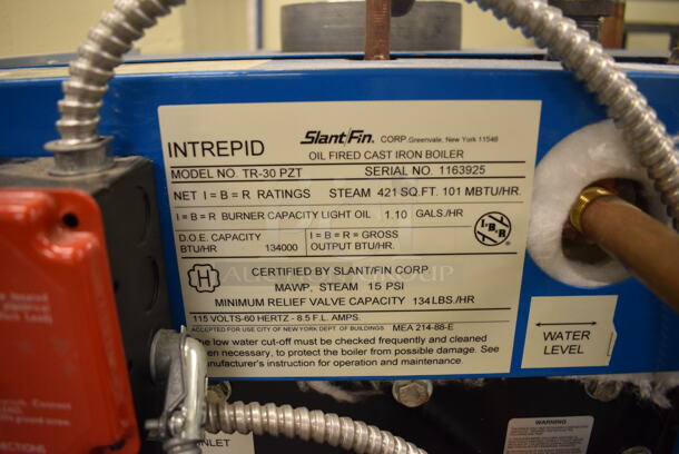 Slant Fin Model TR-30 PZT Metal Oil Fired Cast Iron Boiler. 134,000 BTU. 25x27x42. (north basement 004) - Image 4 of 7