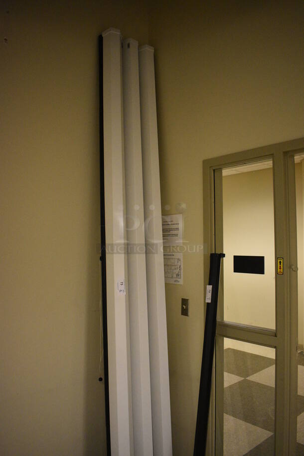 3 Da-Lite White Pull Down Projector Screens. 113". 3 Times Your Bid! (room 105) - Image 1 of 5