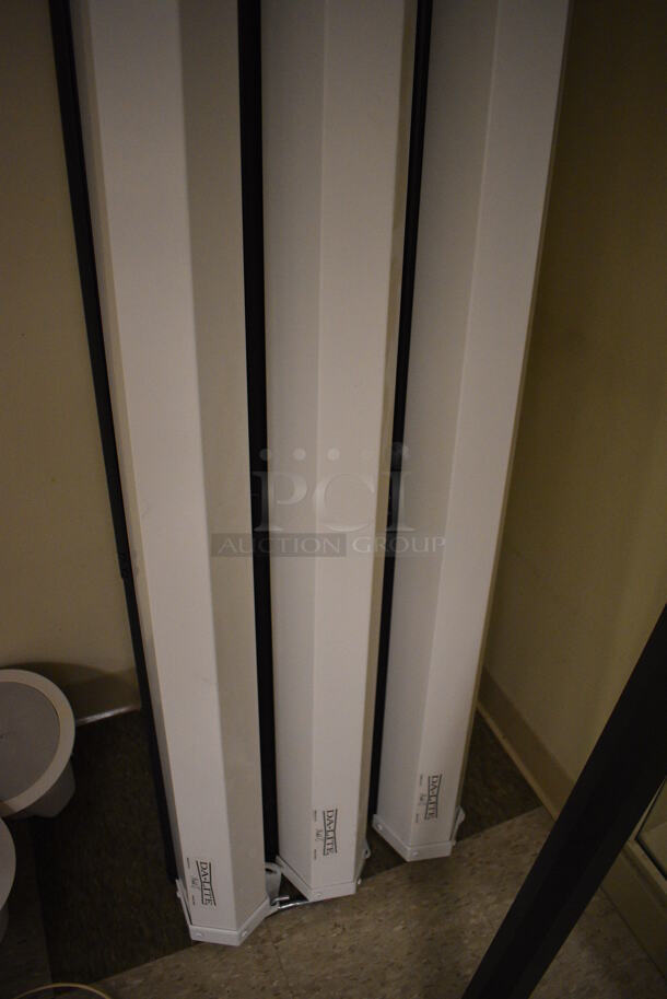 3 Da-Lite White Pull Down Projector Screens. 113". 3 Times Your Bid! (room 105) - Image 2 of 5