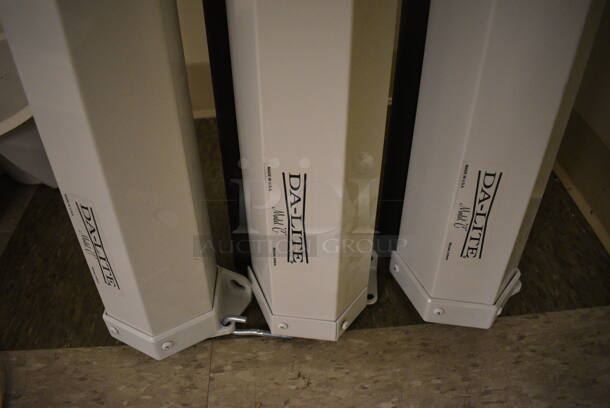 3 Da-Lite White Pull Down Projector Screens. 113". 3 Times Your Bid! (room 105) - Image 3 of 5
