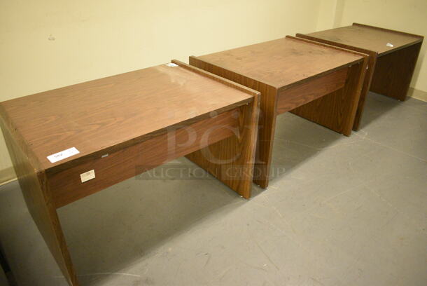 3 Wood Pattern Tables. 42x29.5x27. 3 Times Your Bid! (north basement 004)