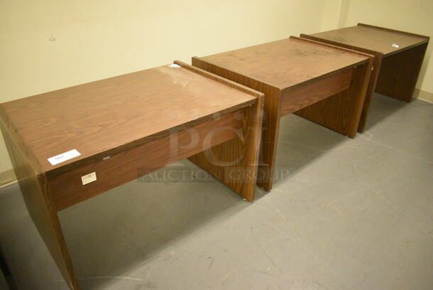 3 Wood Pattern Tables. 42x29.5x27. 3 Times Your Bid! (north basement 004) - Image 1 of 4