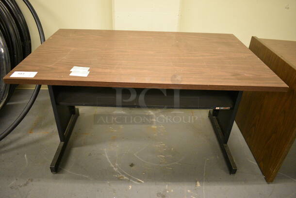 Wood Pattern Tabletop on Metal Legs. 48x30x27. (north basement 004) - Image 1 of 4