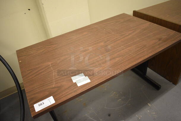 Wood Pattern Tabletop on Metal Legs. 48x30x27. (north basement 004) - Image 3 of 4