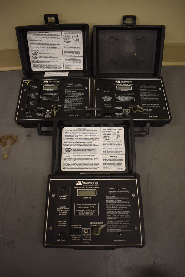 3 JB Industries Electronic Vacuum Gauge in Hard Case. 10x7.5x4. 3 Times Your Bid! (north basement 004)