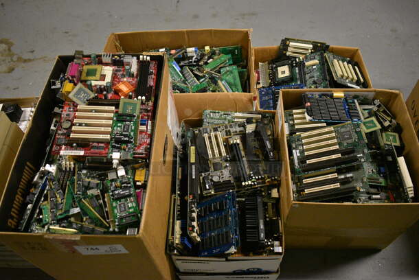 ALL ONE MONEY! Lot of 5 Boxes of Electronic Boards! (south basement 012)