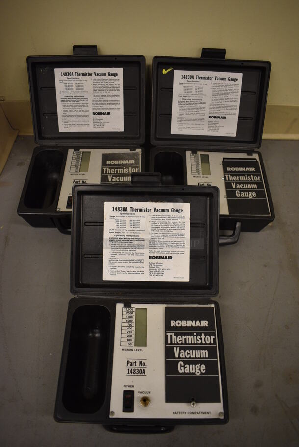 3 Robinair Thermistor Vacuum Gauge in Hard Case. 10x7.5x4. 3 Times Your Bid! (north basement 004)