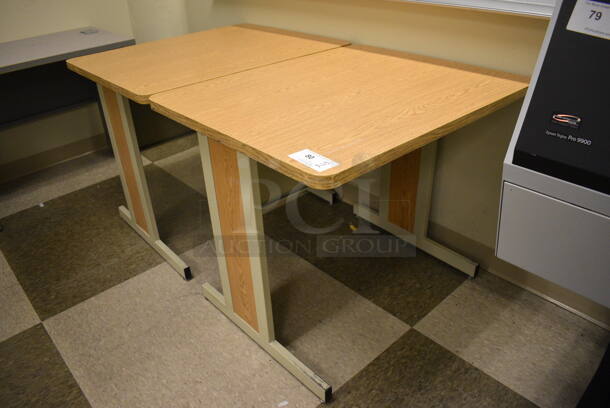 2 Wood Pattern Tables. 35.5x29.5x30. 2 Times Your Bid! (room 105)