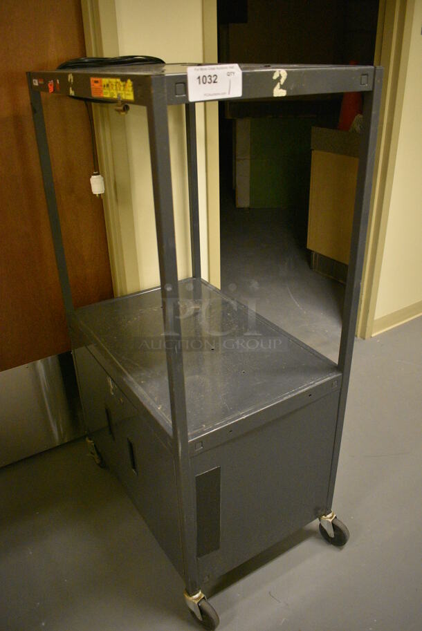 Gray Metal AV Cart on Commercial Casters. 31x23x54. (south basement hallway by 022) - Image 2 of 4