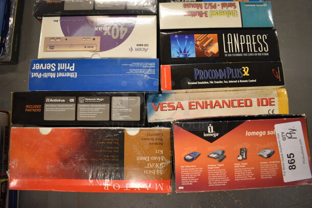 ALL ONE MONEY! Lot of 19 Various Boxes Including Lanpress, Procomm Plus Terminal Emulation and Ves Enhanced IDE! (south basement 019) - Image 2 of 4