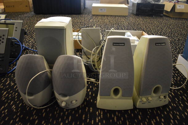 7 Various Speakers Including Harmon. Includes 4x5x9. 7 Times Your Bid! (room 204)