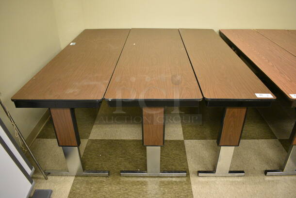 3 Wood Pattern Tables. 72x18x29. 3 Times Your Bid! (room 105)