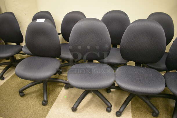 9 Black Office Chairs on Casters. 21x20x36. 9 Times Your Bid! (room 105) - Image 1 of 4