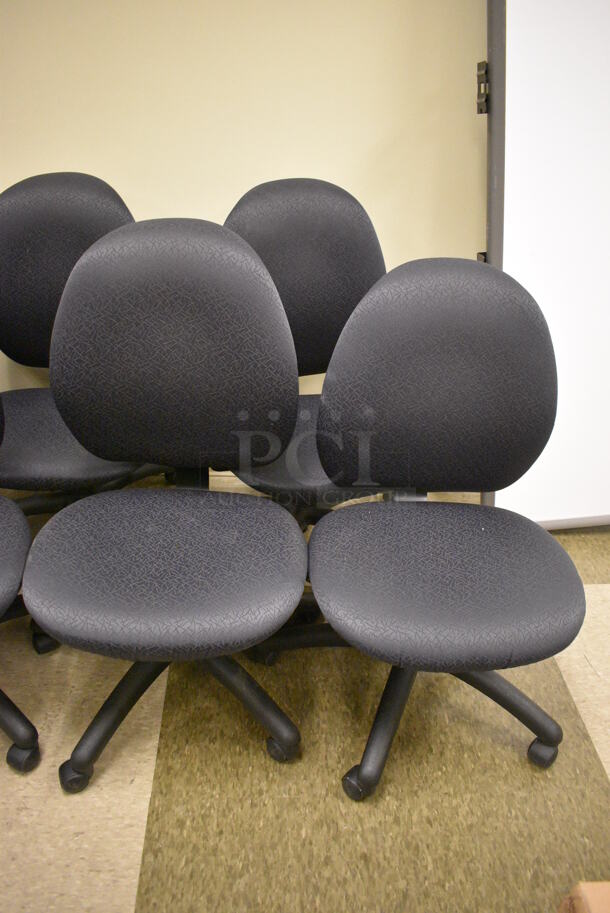 9 Black Office Chairs on Casters. 21x20x36. 9 Times Your Bid! (room 105) - Image 2 of 4