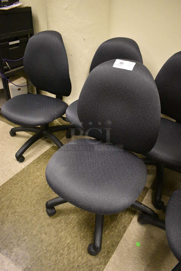 9 Black Office Chairs on Casters. 21x20x36. 9 Times Your Bid! (room 105) - Image 3 of 4