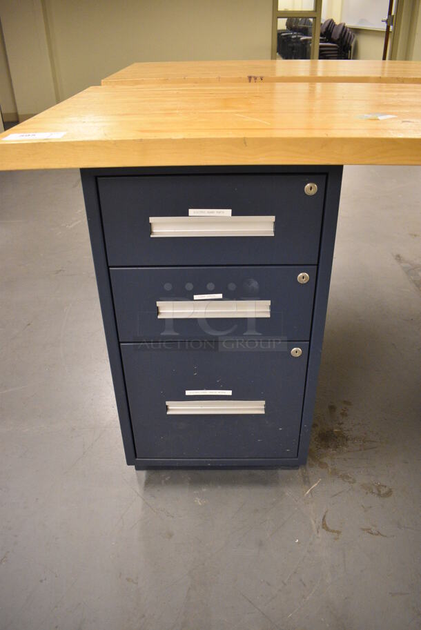 Butcher Block Tabletop on 3 Drawer Filing Cabinet. 96x30x36. (north basement 004) - Image 3 of 5