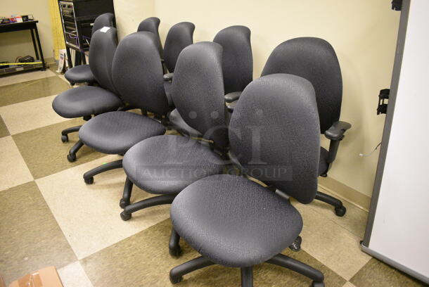 9 Black Office Chairs on Casters. 21x20x36. 9 Times Your Bid! (room 105) - Image 4 of 4
