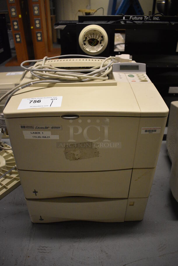 HP LaserJet 4050N Countertop Printer. 15.5x16.5x19. (south basement 012)