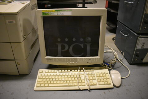 Samton 76V 16" Computer Monitor w/ Keyboard and Mouse. (south basement 012)