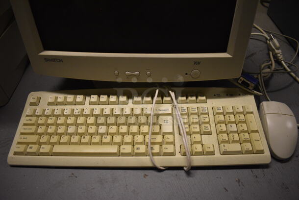 Samton 76V 16" Computer Monitor w/ Keyboard and Mouse. (south basement 012) - Image 2 of 4