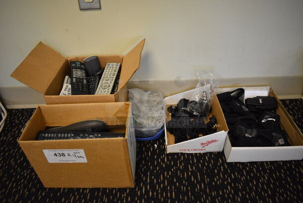 ALL ONE MONEY! Lot of 4 Boxes of Various Items Including Remotes! (room 204)