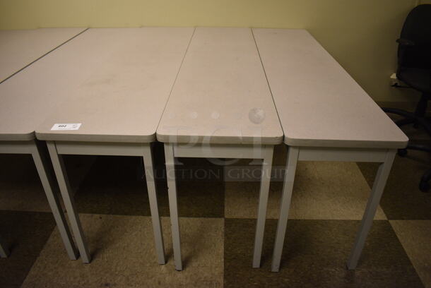 3 Gray Tables. 71.5x17.5x28.5. 3 Times Your Bid! (north basement 004b)