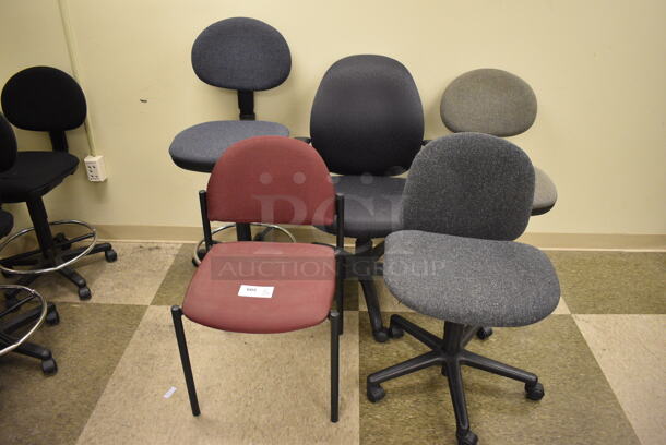 5 Various Chairs; 4 on Casters. 21x22x33. 5 Times Your Bid! (north basement 004b)