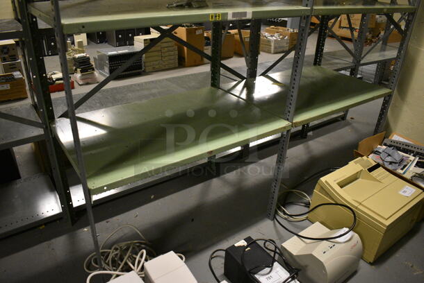 Gray and Green Metal Shelving Unit. BUYER MUST REMOVE: Give Yourself Ample Time To Remove This Item on Pick Up Day. 73x24x97. (south basement 012) - Image 3 of 3