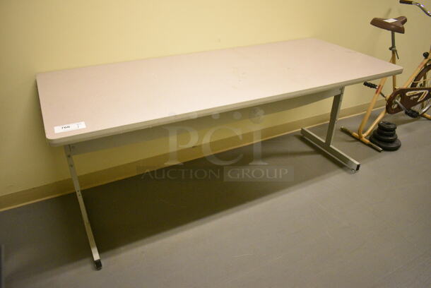 Gray Table. 71.5x29.5x29. (south basement hallway)