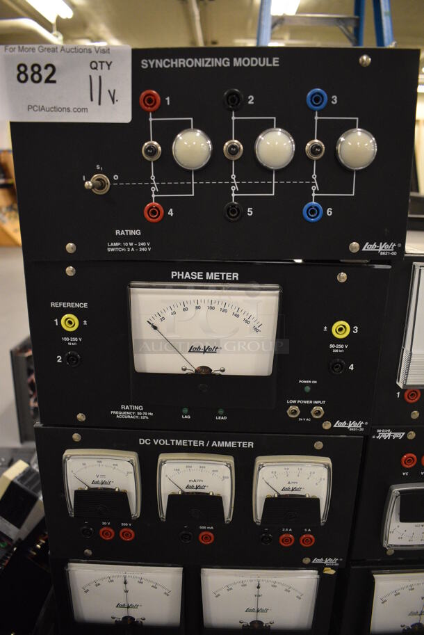 11 Various Lab Volt Units; Synchronizing Module, Phase Meter, DC Voltmeter, AC Voltmeter. Includes 11x16.5x6. 11 Times Your Bid! (south basement 019) - Image 2 of 5