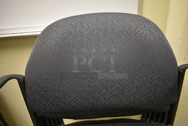 6 Black Gray Patterned Chairs; 1 w/ Arm Rests. 20x18x32. 6 Times Your Bid! (north basement 004b) - Image 3 of 3