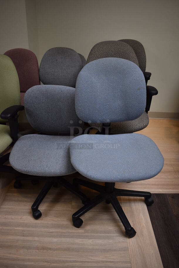 10 Various Colored Office Chairs on Casters. Includes 24x23x37. 10 Times Your Bid! (corridor outside 205) - Image 2 of 5