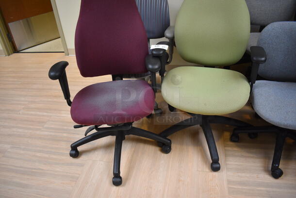 10 Various Colored Office Chairs on Casters. Includes 24x23x37. 10 Times Your Bid! (corridor outside 205) - Image 3 of 5